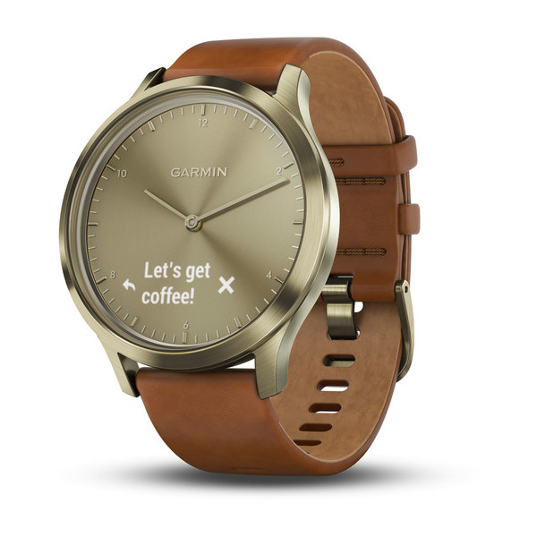 vívomove™ HR Gold with Light Brown Leather Band Small/Medium