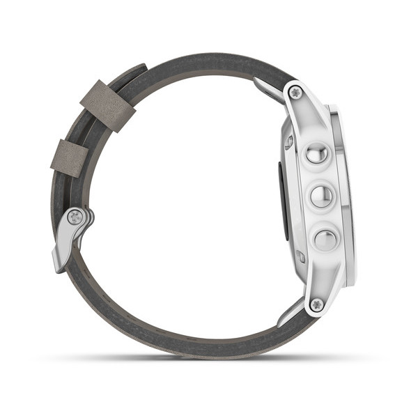 fenix® 5S Plus Sapphire, White with Gray Suede Band