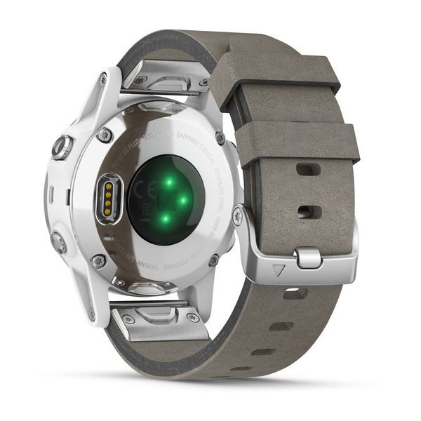 fenix® 5S Plus Sapphire, White with Gray Suede Band