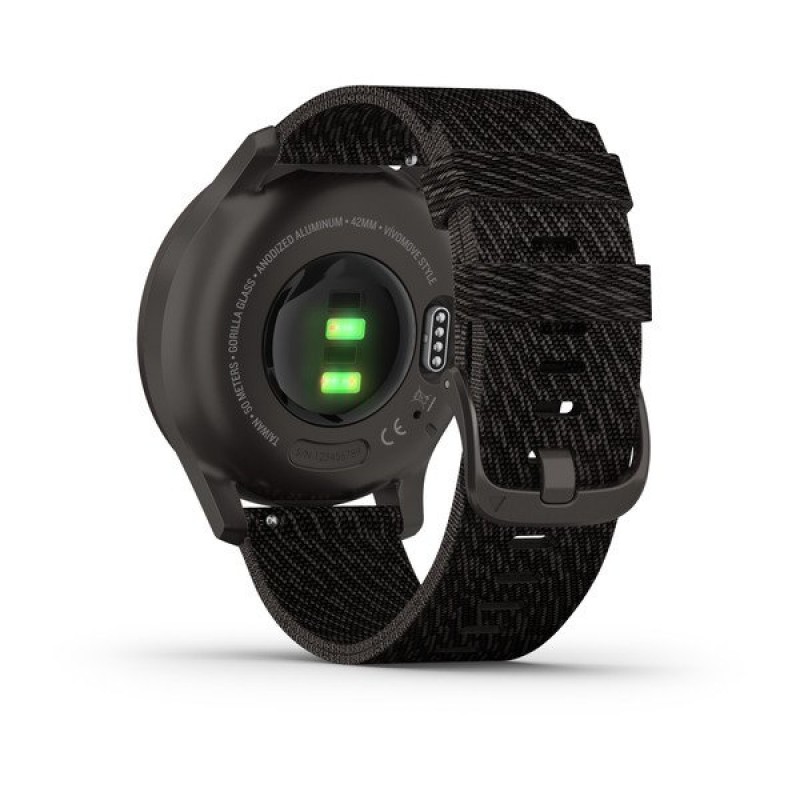vivomove Style Graphite Aluminum Case with Black Pepper Woven Nylon Band