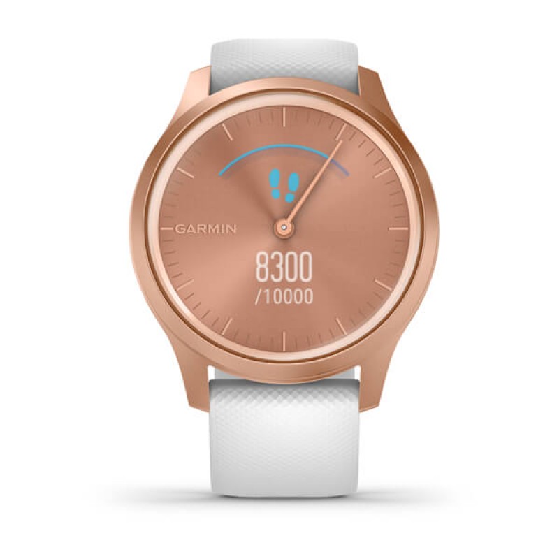 vivomove® Style Rose Gold Aluminum Case with White Silicone Band