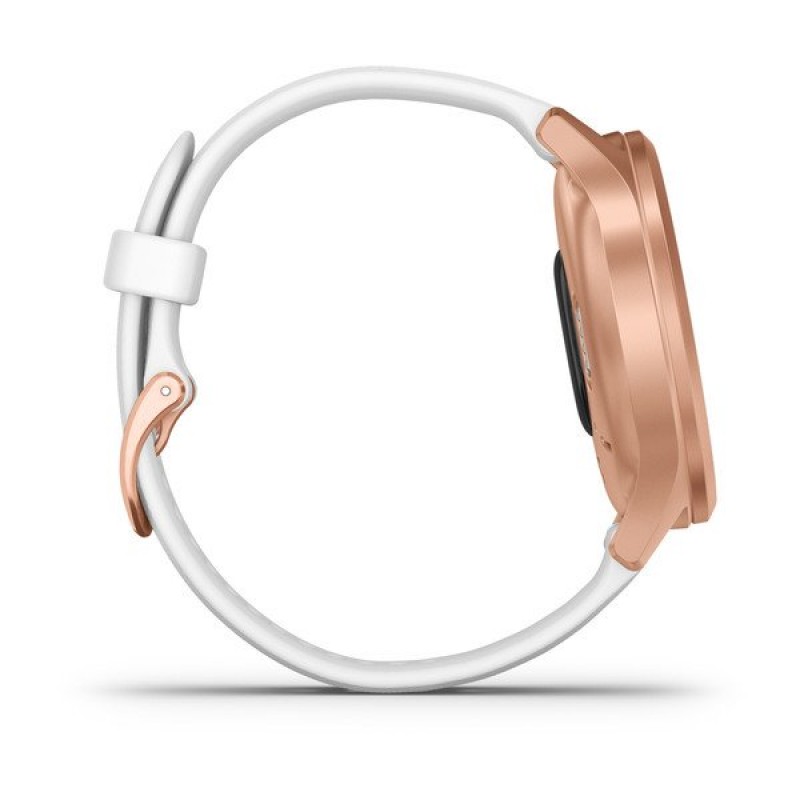 vivomove® Style Rose Gold Aluminum Case with White Silicone Band
