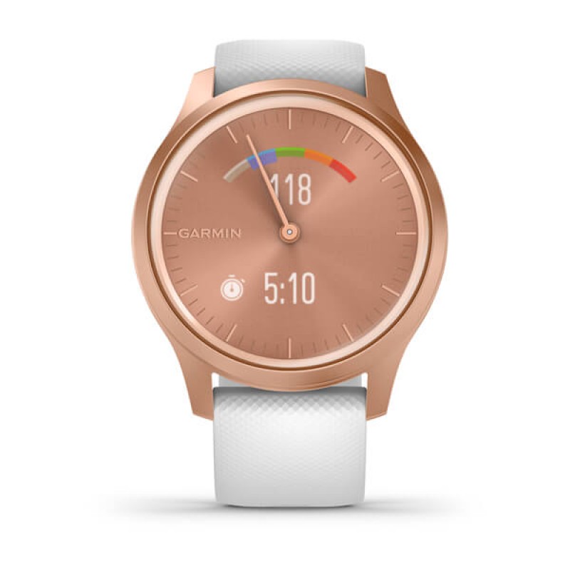 vivomove® Style Rose Gold Aluminum Case with White Silicone Band