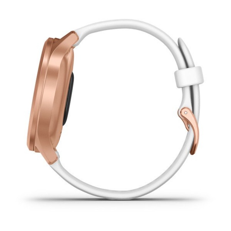 vivomove® Style Rose Gold Aluminum Case with White Silicone Band