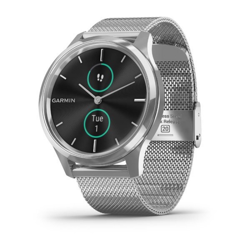 vivomove® Luxe Silver Stainless Steel Case with Silver Milanese Band