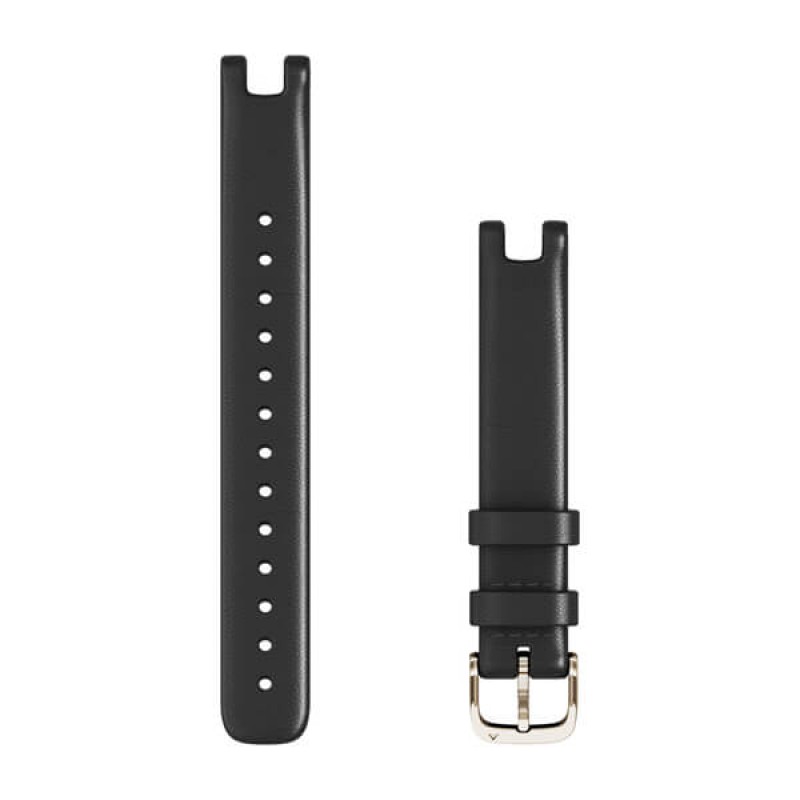 Lily™ Bands (14 mm) Black Italian Leather with Cream Gold Hardware