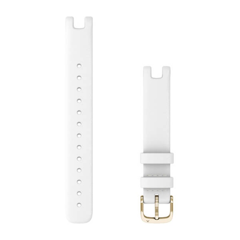 Lily™ Bands (14 mm) White Italian Leather with Cream Gold Hardware
