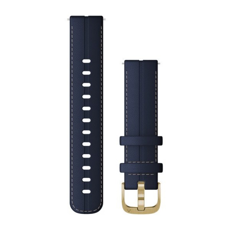Quick Release Bands (18 mm) Navy Leather with Light Gold Hardware