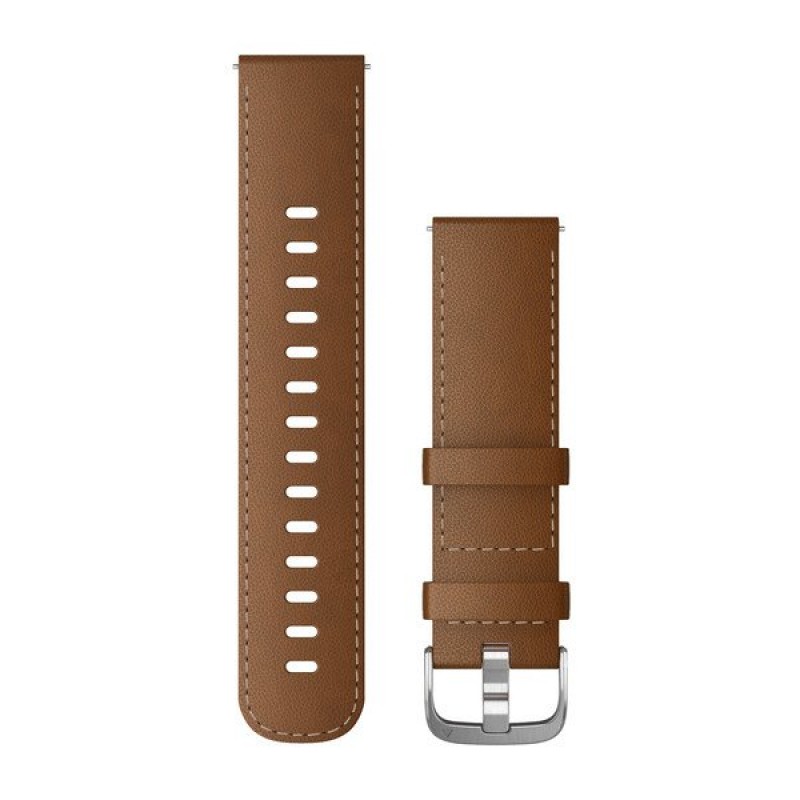 Quick Release Bands (22 mm) Brown Italian Leather with Silver Hardware