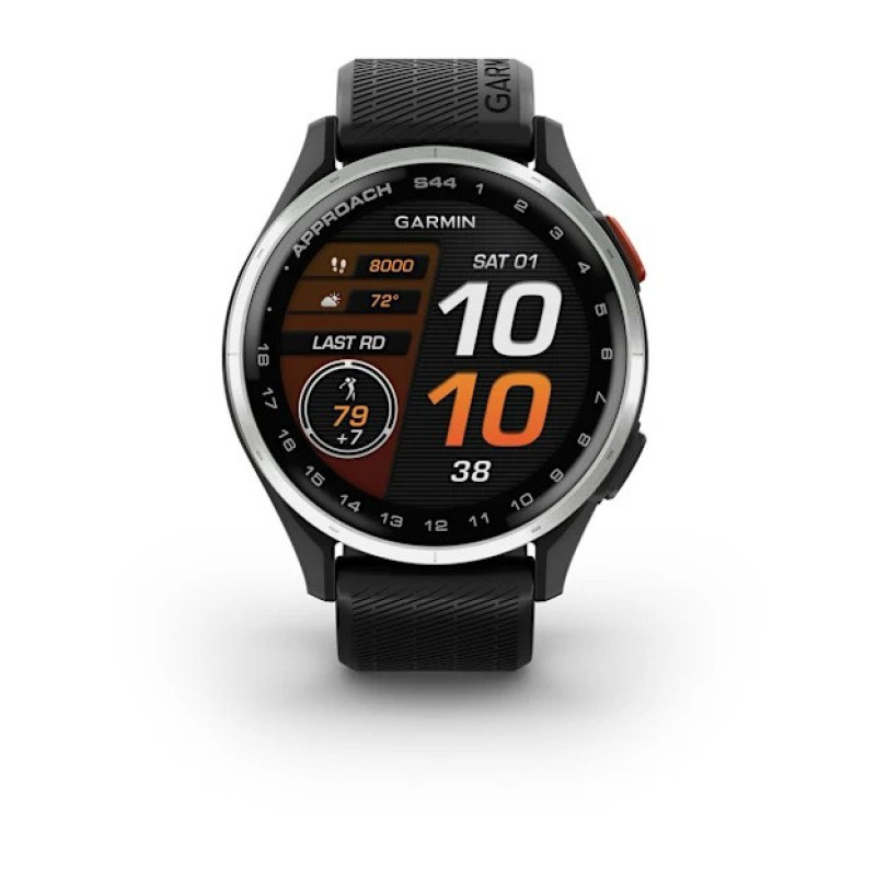Approach® S44 Silver Aluminum Bezel with Black Silicone Band In