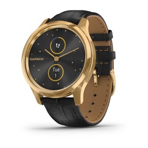 vivomove® Luxe 24K Gold PVD Stainless Steel Case with Black Embossed Italian Leather Band