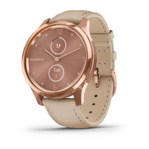 vivomove® Luxe 18K Rose Gold PVD Stainless Steel Case with Light Sand Italian Leather Band